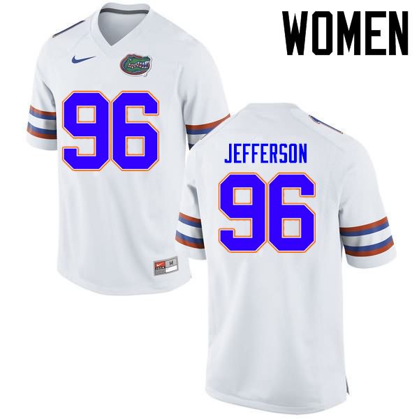 NCAA Florida Gators Cece Jefferson Women's #96 Nike White Stitched Authentic College Football Jersey MSL7864UC